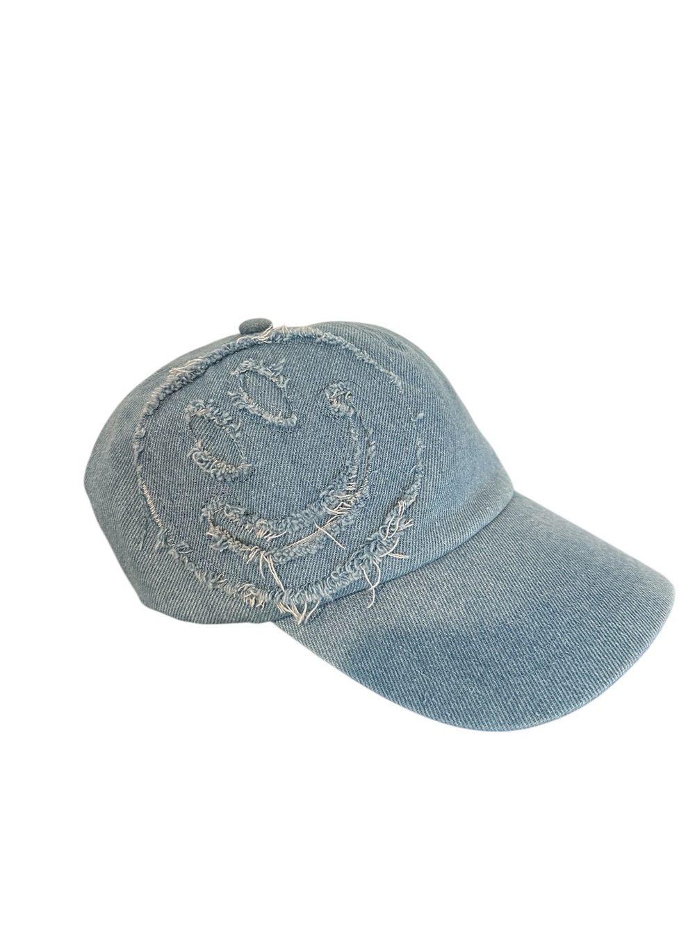 Steve Madden Light Blue Denim Smiley Baseball Cap